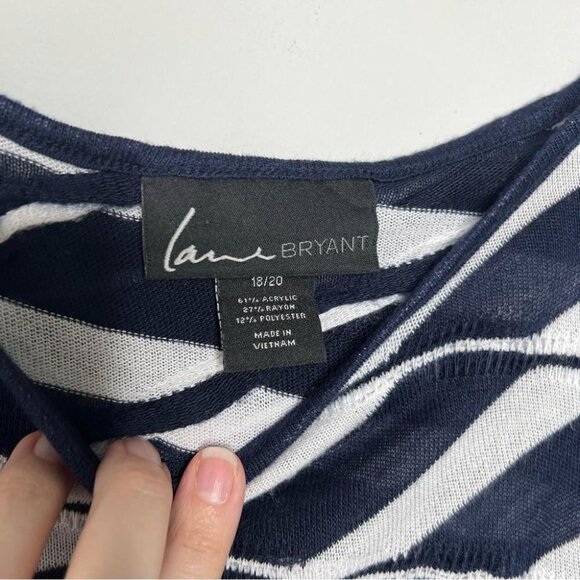 Lane Bryant Womens Size 18/20 Blue White Knit Short Sleeve Top Lightweight Crop - Picture 6 of 8